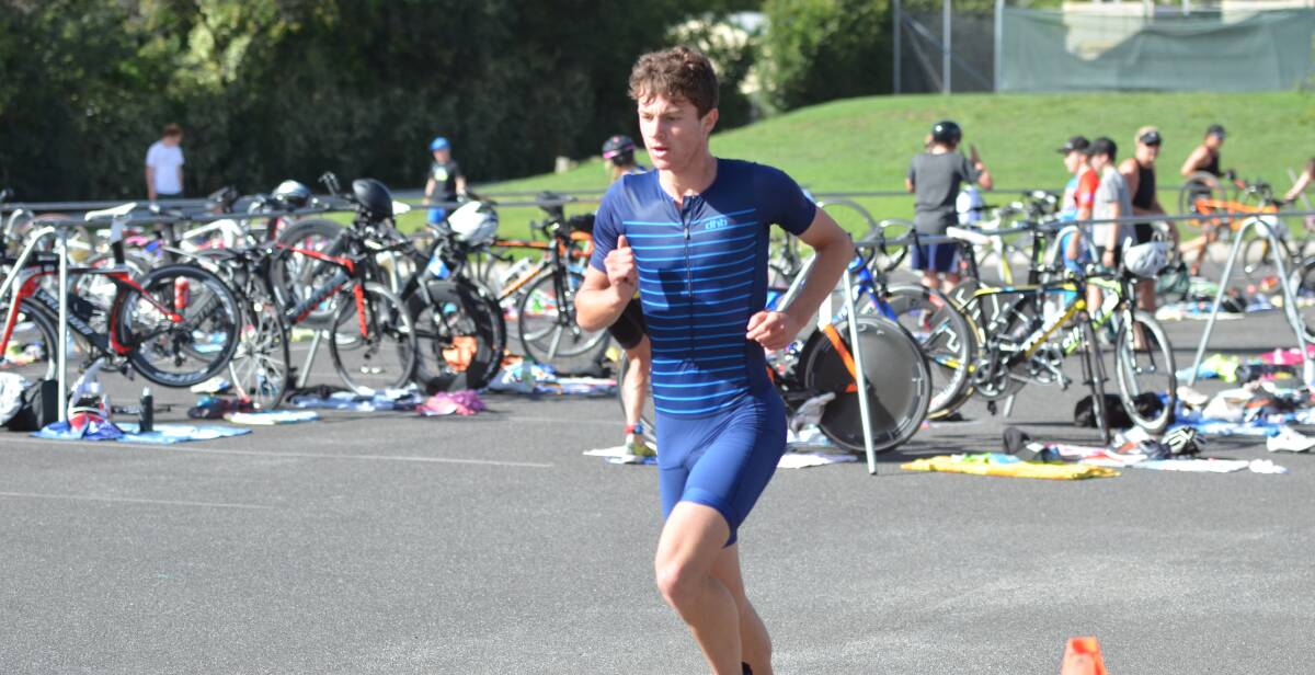 REEN MACHINE: Jack Reen, a newcomer to triathlon, burned through the run leg to place second outright in the Bathurst Wallabies' long course event. Photo: ANYA WHITELAW