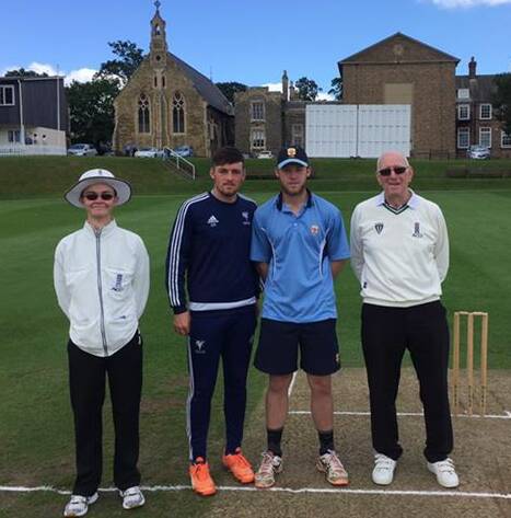 ON THE BOARD: Ryan Peacock, second from right, enjoyed a win with the NSW Combined High Schools cricket side he is skippering in the United Kingdom.