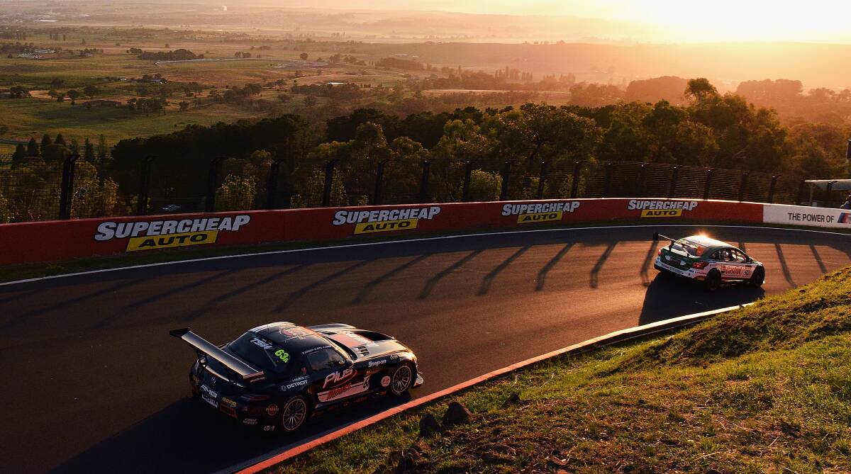 STUNNING: Mount Panorama's scenery becomes painted in an array of colours during the Bathurst 12 Hour, with the race going from dawn to dusk.