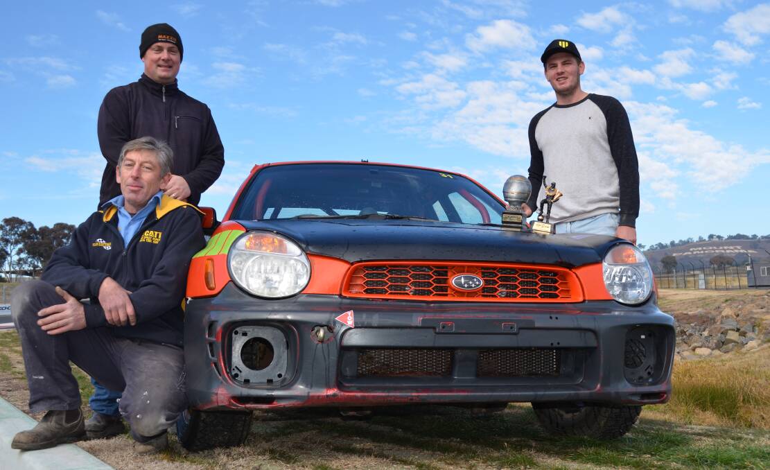 SUCCESS: Toby Ivanovic (right) won the Volksmuller Rallysprint with help from support crew members Adam Bromfield and David Catt.