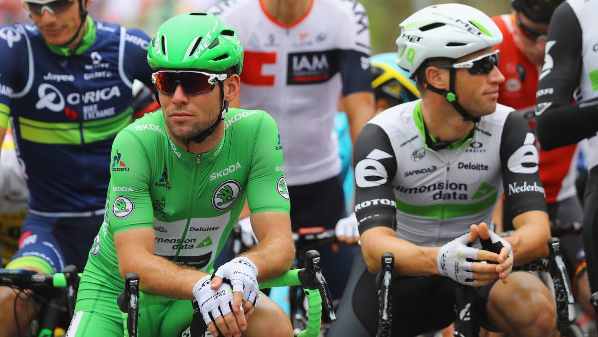 READY TO RIDE: Mark Cavendish (left) and Bathurst's Mark Renshaw will combine for yet another Tour de France campaign this July. The duo has been named in Dimension Data's nine-man squad. Photo: GETTY IMAGES