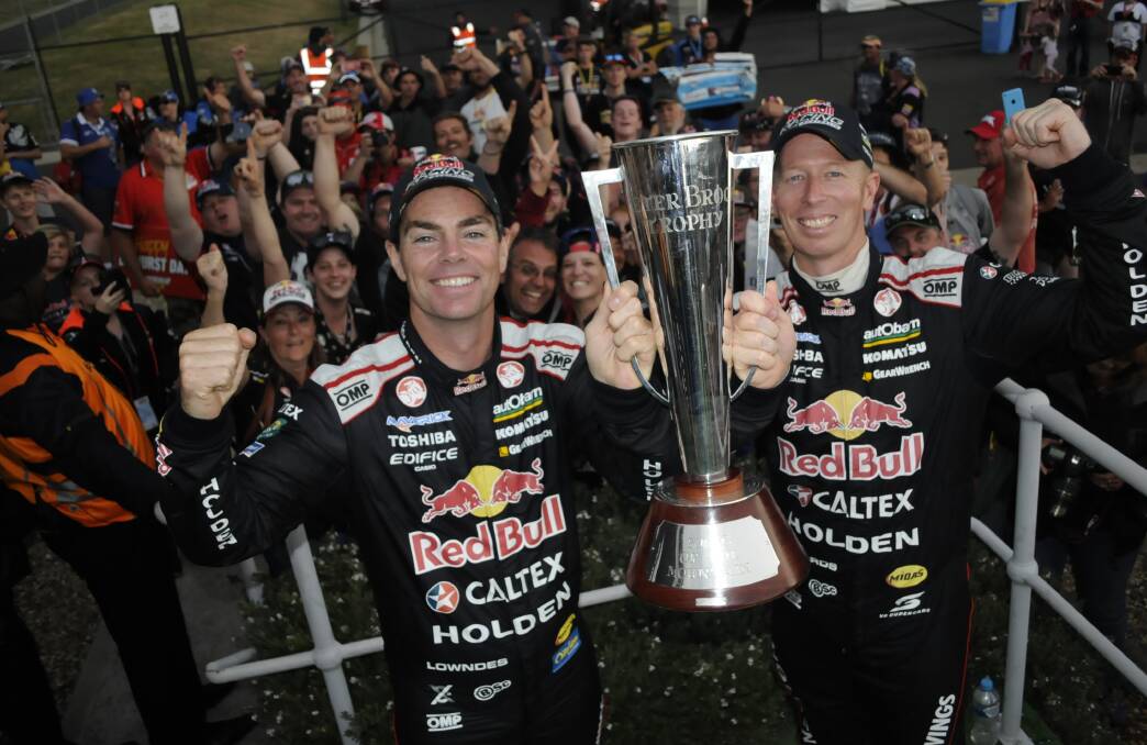 DO IT AGAIN: Craig Lowndes (left) won last year's Bathurst 1000 with Steve Richards and would love another win. Photo: CHRIS SEABROOK 101115craig1