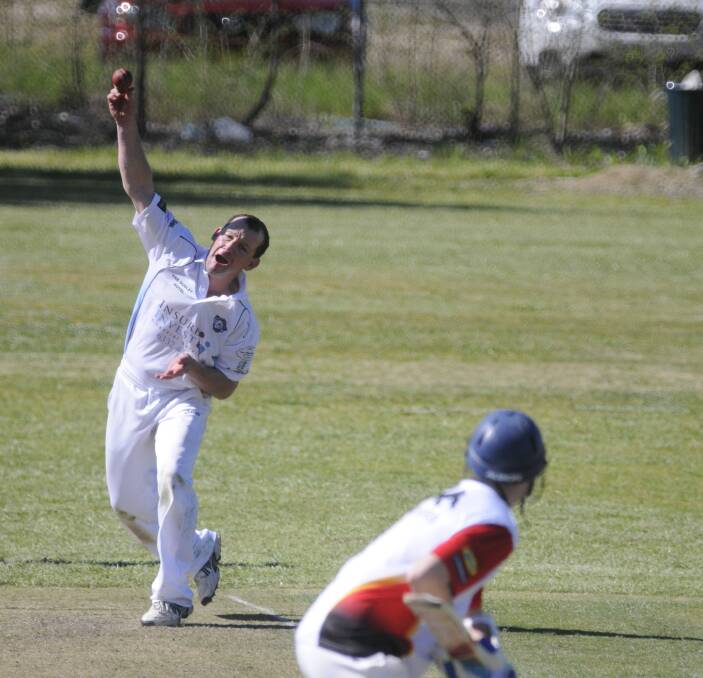 ROLLING THE ARM OVER: City Colts' Tony Clancy claimed three wickets on Saturday as he cleaned up ORC's tail at Loco Oval. Photo: CHRIS SEABROOK 101516colts1a