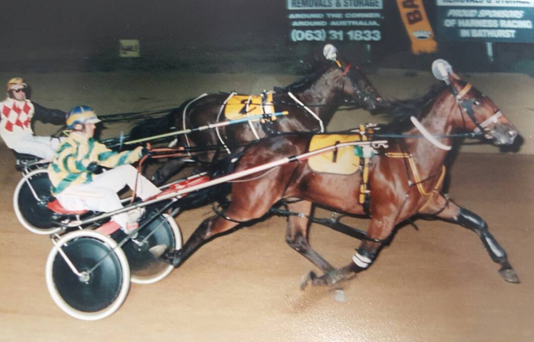 THAT'S GOLD: Ricky Thurlow drivers Terricherry to victory in the Gold Tiara Final in 1988. The same evening he also won the Gold Crown decider with Flubber.