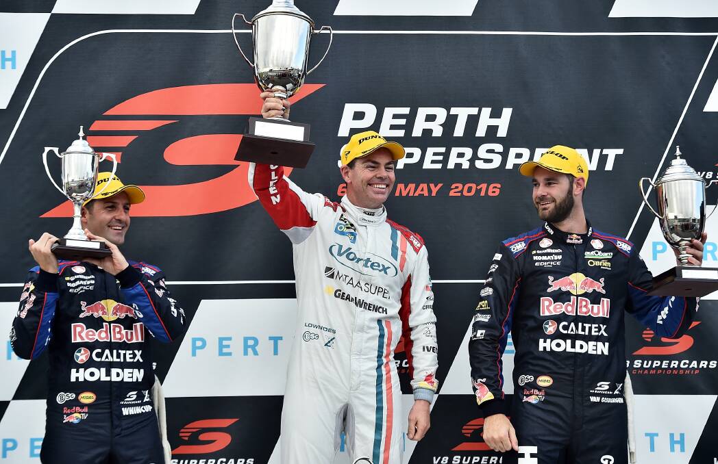 TRIPLE TREAT: Triple Eight's Jamie Whincup, Craig Lowndes and Shane van Gisbergen currently occupy the top three spots in the drivers' championship. Photo: GETTY IMAGES