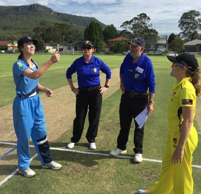 HEADS OR TAILS: Bathurst's Lisa Griffith, the NSW Country skipper, tosses the coin ahead of Tuesday's final round match against Western Australia. Photo: COUNTRY CRICKET NSW FACEBOOK