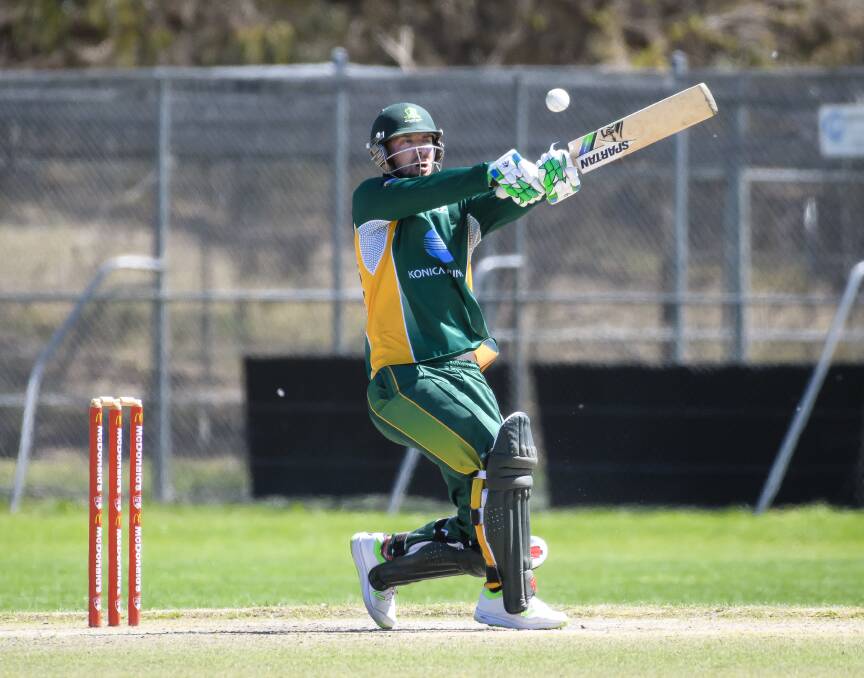 TOP KNOCK: Weston Creek Molonglo opener Blake Dean connects during Sunday's Twenty20 semi-final. Photo: SITTHIXAY DITTHAVONG