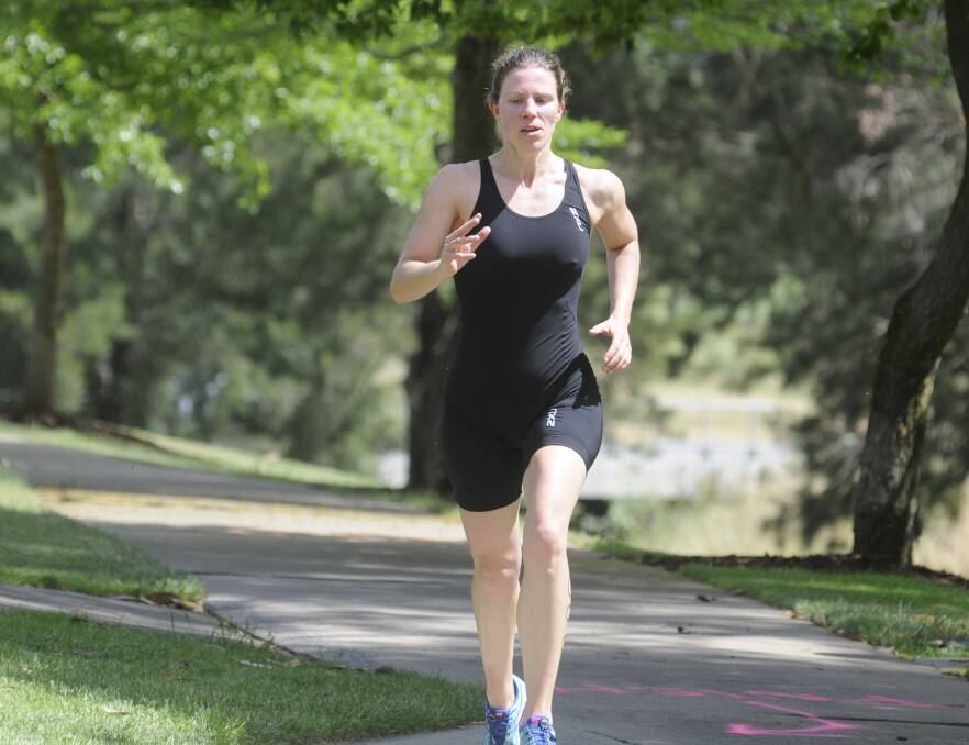 TOP EFFORT: Caroline Robertson, pictured competing in a past Bathurst event, was first in her age group at the Jervis Bay Long Course Weekend.