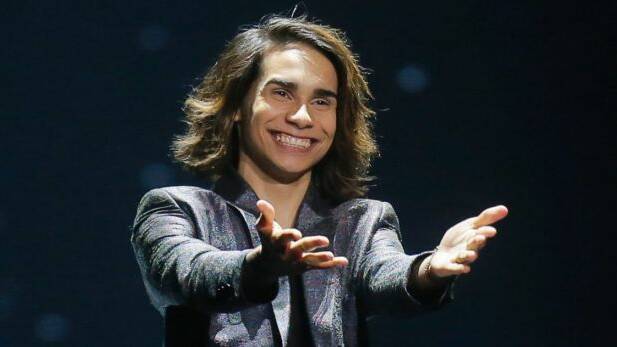 Isaiah Firebrace from Australia is introduced during the Final for the Eurovision Song Contest. Photo: AP Photo/Efrem Lukatsky

