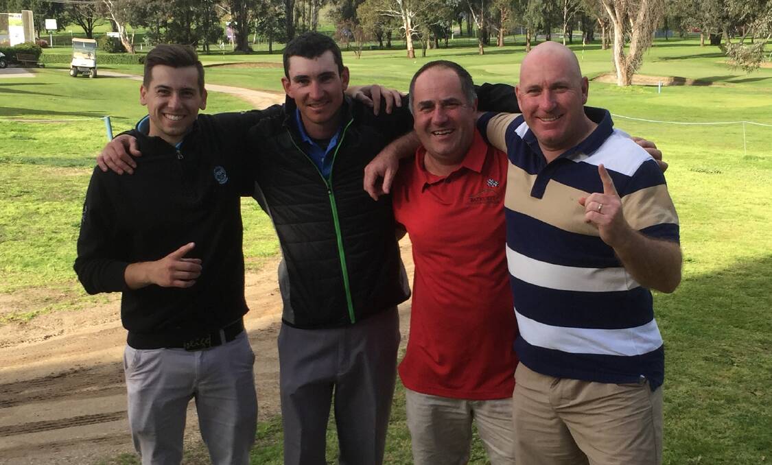 ON A WINNER: From left, Dylan Thompson, Aaron Hodges, Glyn Daunt and Dean Oxley took out the Bathurst Holden Scramble.