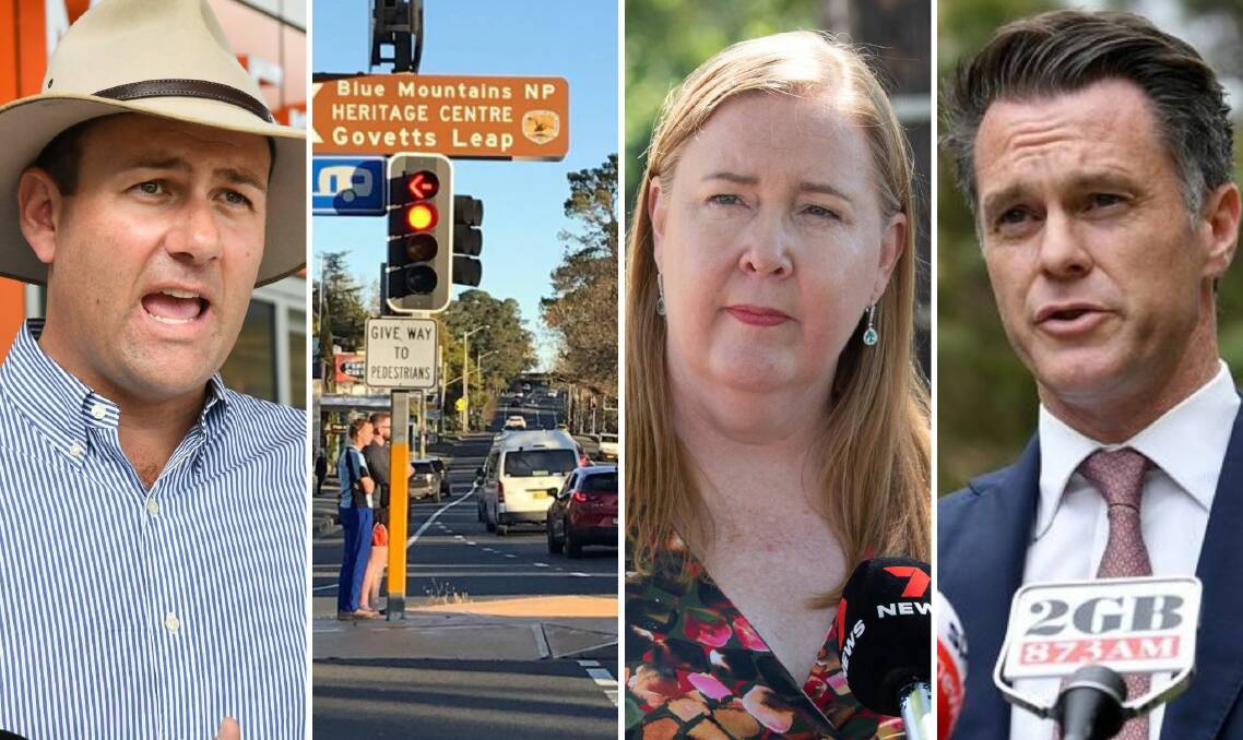 Sam Farraway, the bottle-neck section of the Great Western Highway through Blackheath, Jenny Aitchison and Chris Minns. 