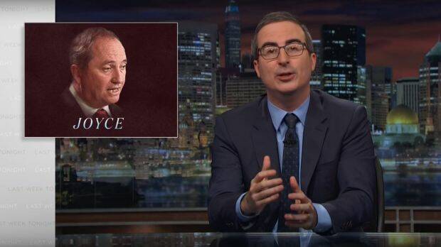 Comedian John Oliver lays into scandal-plagued Barnaby Joyce. Photo: HBO
