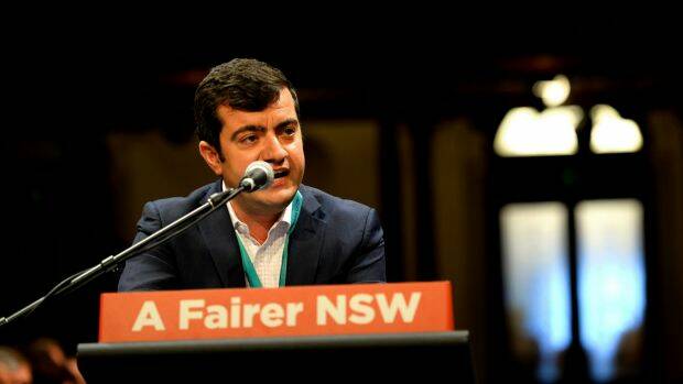 Labor senator Sam Dastyari during the NSW State Labor Conference on Saturday. Photo: Jeremy Piper
