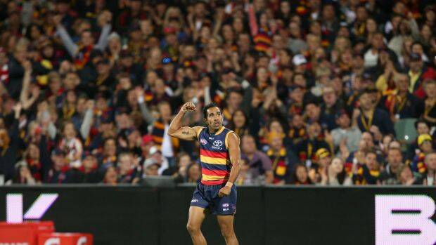 Eddie Betts of the Crows celebrates a goal against the Swans. Photo: Getty Images/AFL Media