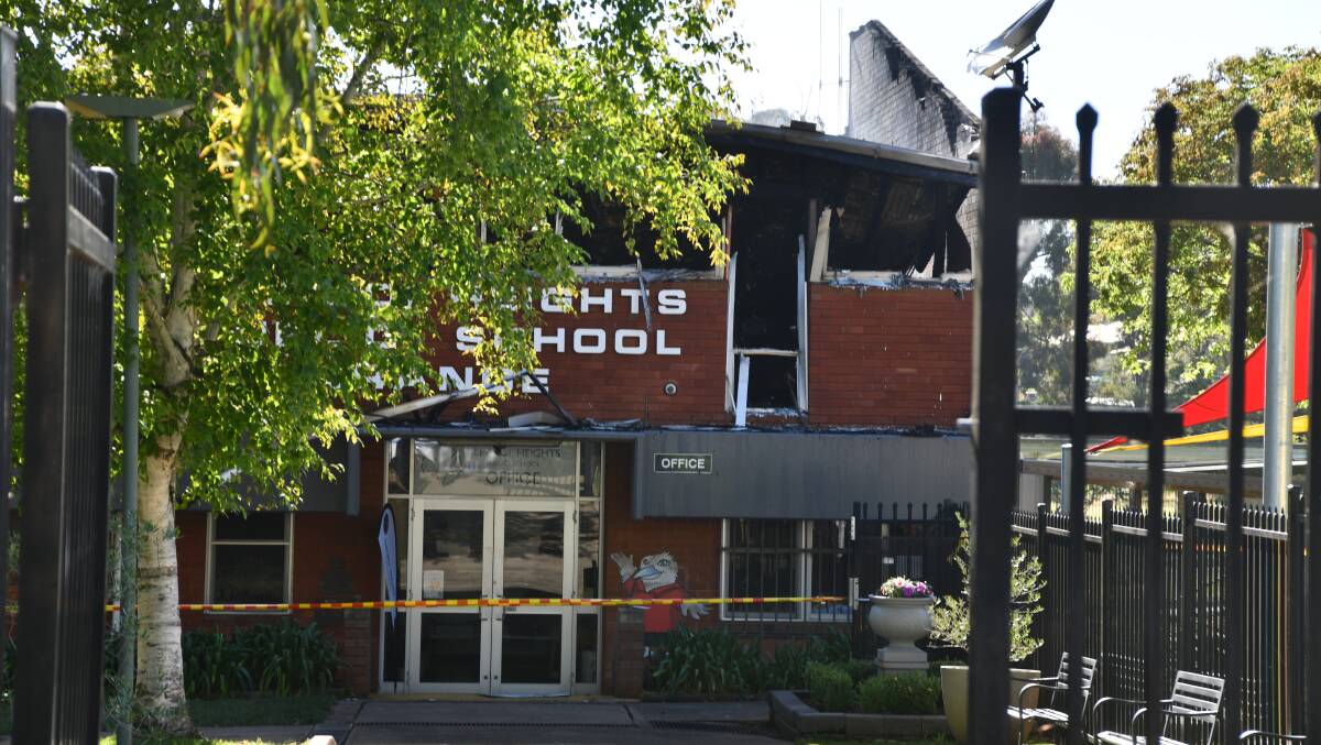 The fire-damaged administration building at Glenroi Heights Public School. Picture by Carla Freedman