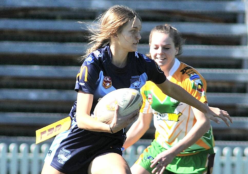 TWO FROM TWO: Kaitlyn Phillips and her Hawks side are gunning to beat CYMS again. Photo: STEVE GOSCH 0522sgtag6