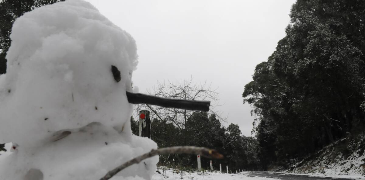SNAPSHOT: This snowman was spotted on the side of the road in the Yetholme area on Monday. Photo: CHRIS SEABROOK 062716snap