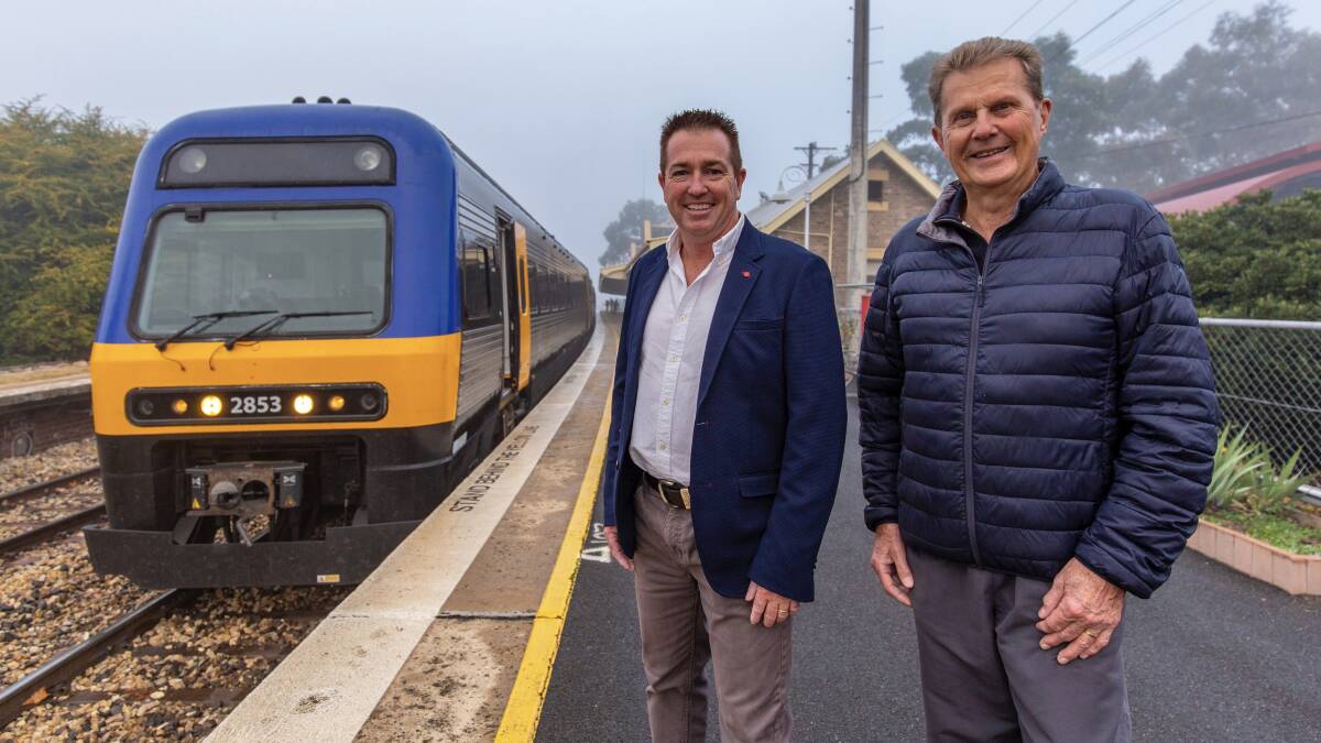 ON TRACK: Bathurst MP Paul Toole and Bathurst Rail Action Group chairman John Hollis have welcomed news that the Bathurst Bullet 2.0 will begin in the spring. Photo: SUPPLIED