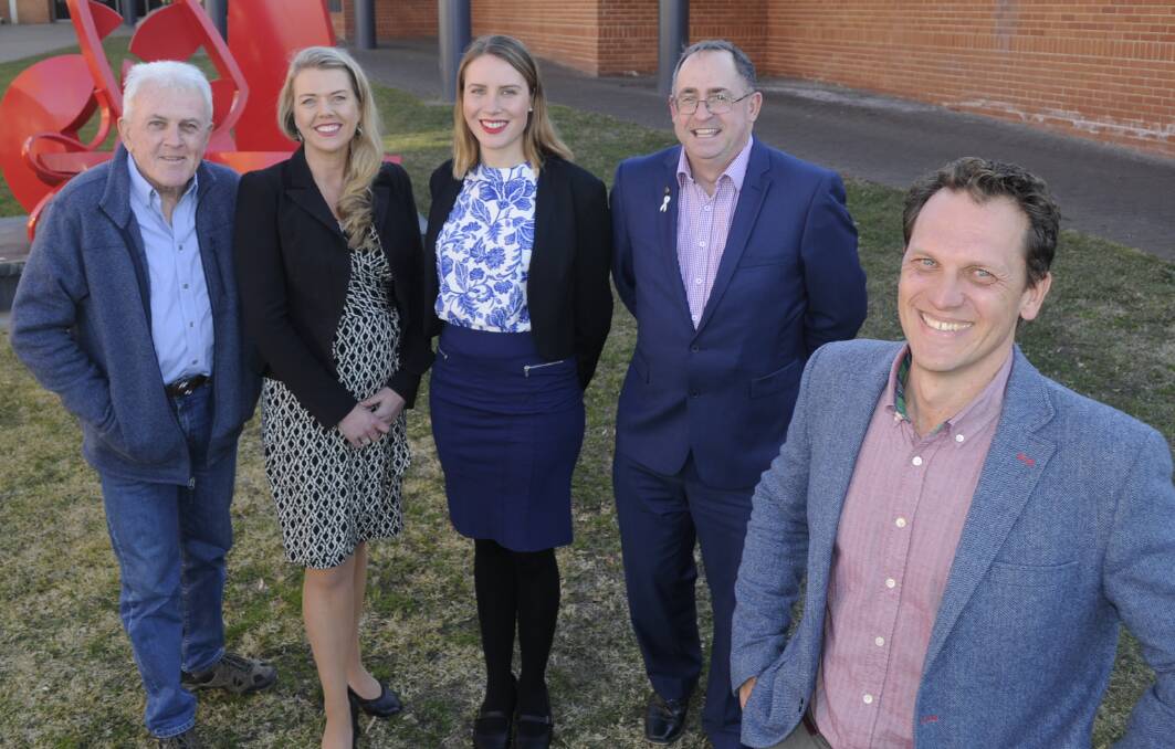 GANG OF FIVE: Former councillor Jess Jennings (front) is looking to return to the chamber at the local government election supported by Tony Hatch, Leah Moulden, Saskia-Jayne Handley and Steve Semmens. Photo: CHRIS SEABROOK 072417cjess1