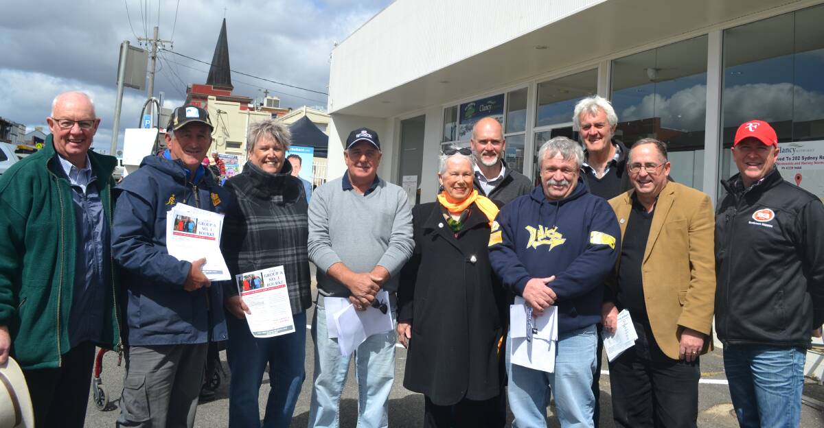 PITCH FOR VOTES: Candidates at pre-polling on Friday included (from left) Graeme Hanger, Bobby Bourke, Jacqui Rudge, Mick Forde, Monica Morse, Ian North, Wayne Loader, John Fry, Steve Semmens and Nick Packham.