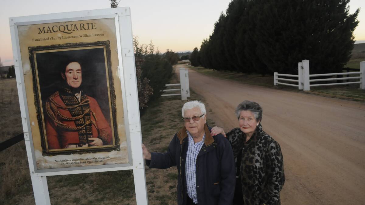 RIGHT OF WAY: Paul and Bonny Hennessy at the entrance to historic Macquarie, off O'Connell Road. Photo: CHRIS SEABROOK