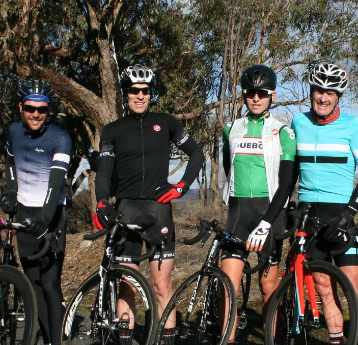 BIG WIN: Ryan O'Donnell (second from left) with the elite group of riders he defeated to claim his first Rockley Cup on the weekend. 062916cycling