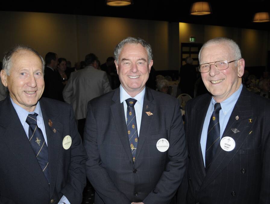 THE RIGHT STUFF: Geoff Woolfe (outgoing President,  Bathurst Division of Sydney Legacy), Eric Easterbrook (President,Sydney Legacy) and Arthur  Drury (Incoming President, Bathurst Legacy).062516clegacy8