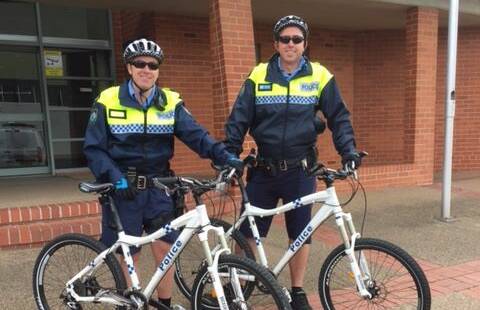ON YOUR BIKE: Bicycle police have hit the street in Bathurst today. Photo: CHIFLEY LAC FACEBOOK