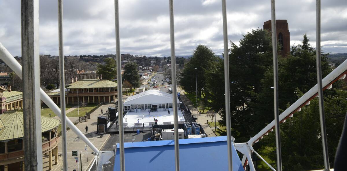 SNAPSHOT: The view down Russell Street from the top of the ferris wheel set up for the Bathurst Winter Festival. Photo: PHILL MURRAY