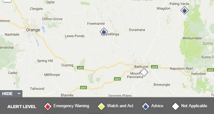 TOUGH AFTERNOON: The NSW RFS website reports three fires burning in the Bathurst region this afternoon.