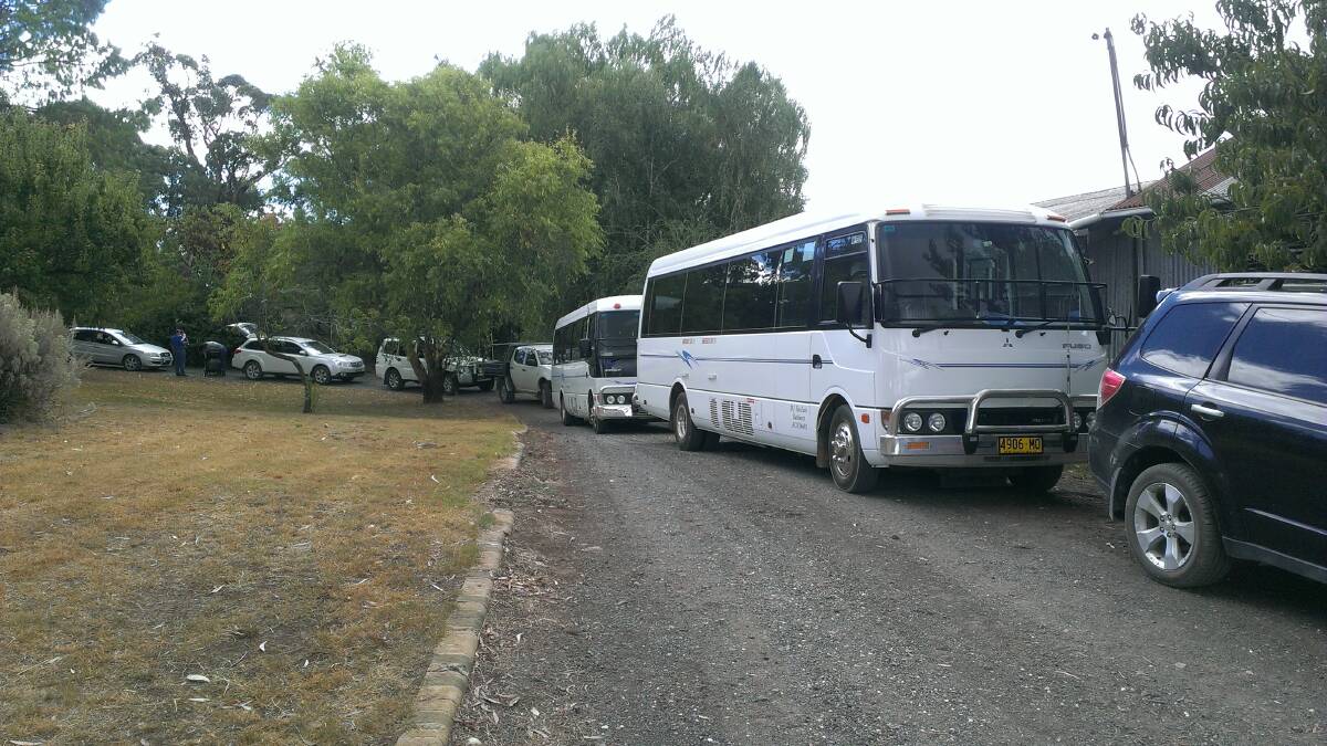ON THE MOVE: Sinclairs coaches headed the Bathurst Merino Association convoy as they arrived at Brendan Ostini’s property near Millthorpe last Friday.