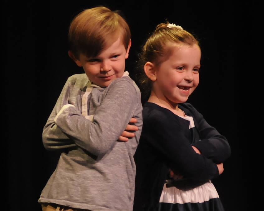 GOOD FUN: Callum Lang and Jasmine Sproule in the seven years and under Poems For Two section at the Bathurst Eisteddfod on Sunday. Photos: CHRIS SEABROOK 082816ceist2