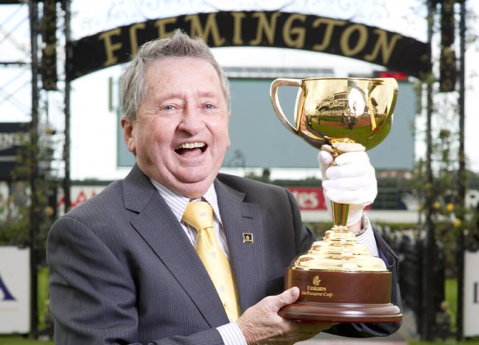 THAT'S GOLD: Two-times Melbourne Cup winning jockey John Letts will accompany the $200,000 gold mug to Bathurst on July 3. Photo: CONTRIBUTED