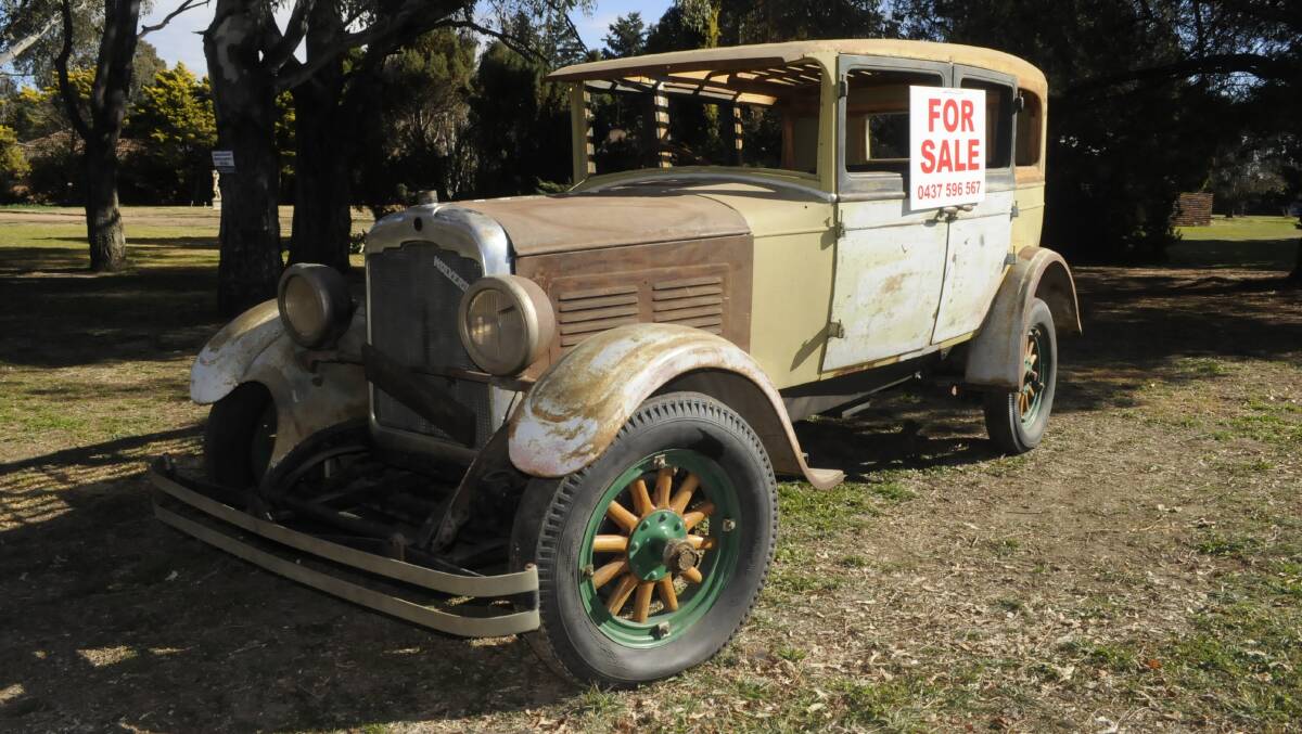 OLD TIMER: This Wolverine sedan (circa 1920s) is for sale along Gilmour Street. It needs some TLC but could be a labour of love for the right buyer.