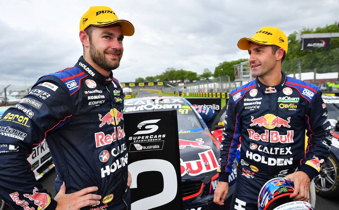 FINAL SHOWDOWN: Triple 8 Red Bull Racing team-mates Shane Van Gisbergen and Jamie Whincup will battle it out for championship glory in the last races of the season this weekend. Photo: GETTY IMAGES
