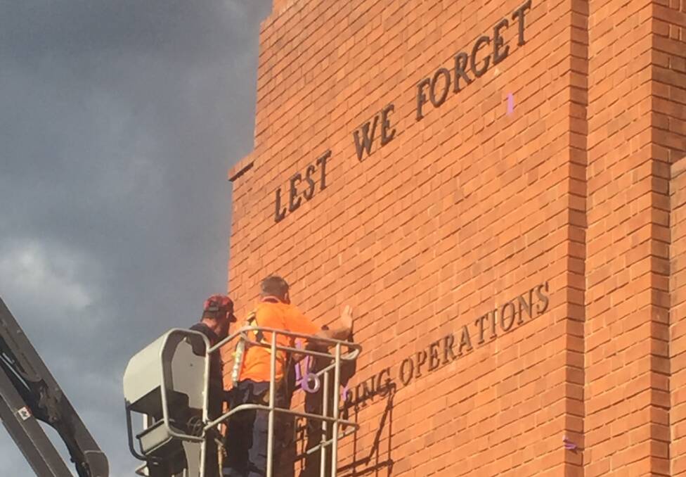 MEMORIAL: New wording goes up on the Carillon on Thursday.