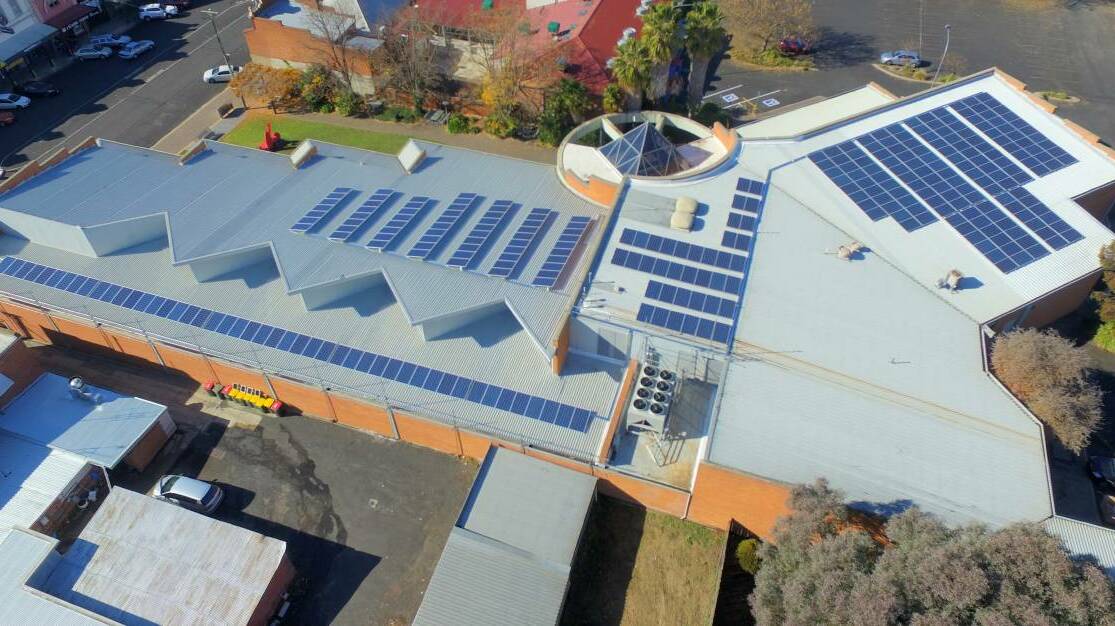 SKY HIGH: Solar panels on the roof of the Bathurst Regional Art Gallery and Library.