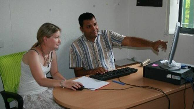 Helping Hand: Nalinda’s warmth and aptitude saw him excel as a Technology Tutor and on reception, and he has now secured employment. Photo: Supplied