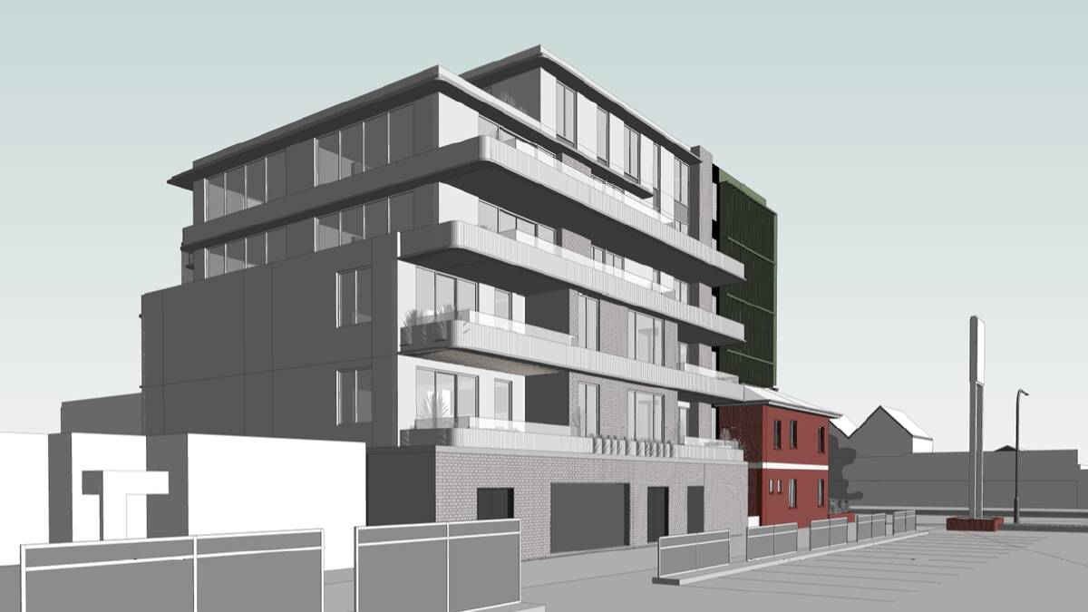 A rear view of what is proposed to be added to the back side of the former Albury ambulance station. Image from Techne