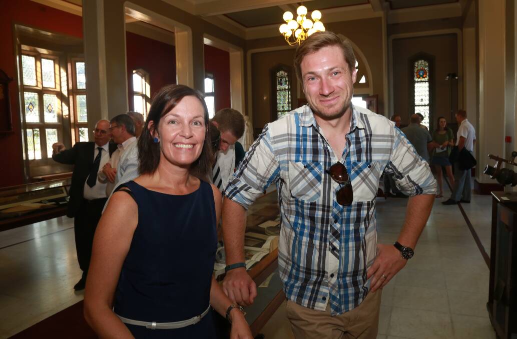 MARBLE HALL: Melissa Lang and Luke Simkins  pictured in the Marble Hall during the 150th celebrations at Stannies' on Saturday.