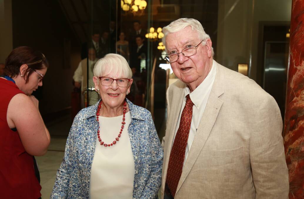 AT STANNIES' : Mary Roebuck and Father George Wilkins  at St Stanislaus' College 150th celebrations.