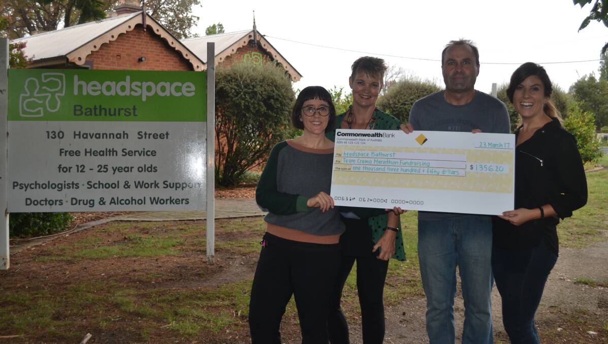 THANKS: Karen Golland and Nicki Halliwell from headspace with Peter Cawthorne and Katie Long, who were part of the runners group raising money for the organisation.