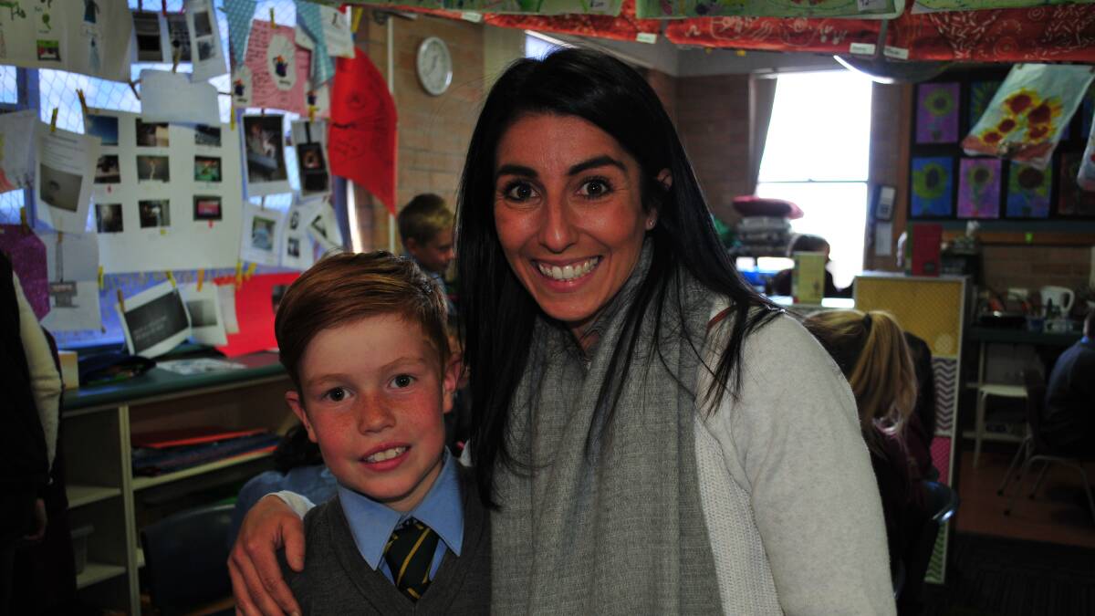 MUM AND SON: Vanessa Cain with her son Spencer, at the open classroom.
