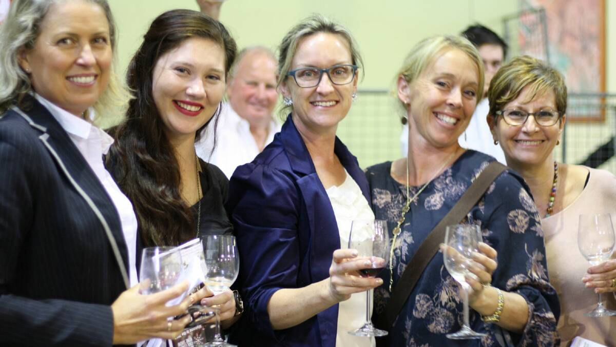CHEERS TO A GREAT NIGHT:  Michelle Enright, Georgia Sverdloff, Alex Clements, Helen Jones and Karen Micelo at the public tasting night.