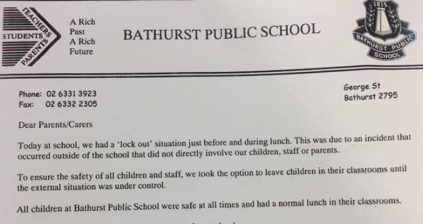 POST: Bathurst Public School principal Kate White's statement to parents via Facebook. The incident was external to the school.