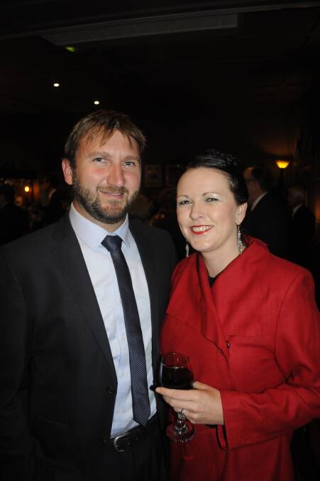 HERITAGE DINNER: Brett Kearins with Lynda Waters from Hill End were pictured at Carrington House. 050617chifley8