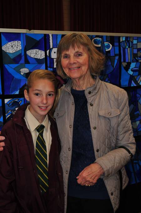 GREAT DAY: Mia Longmuir Pearce with her great grandmother, Colleen Bates, at the Assumption School.