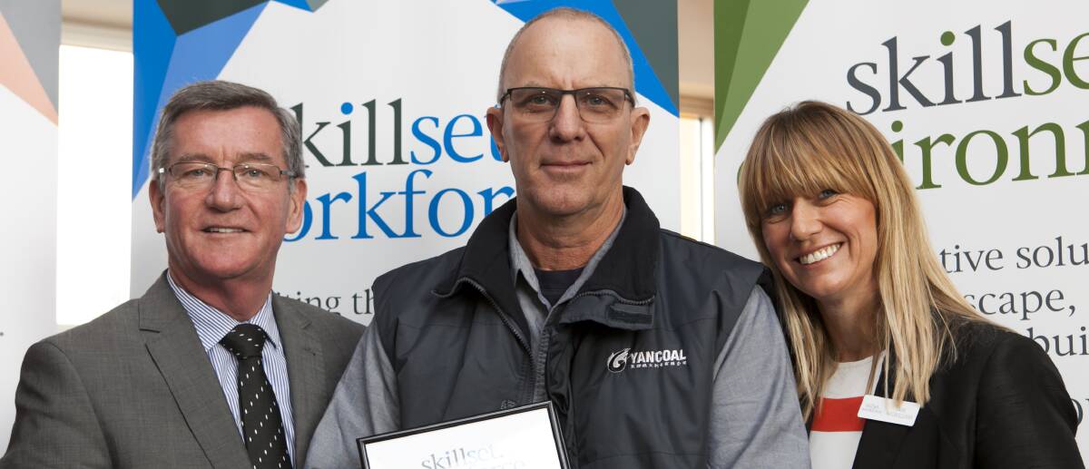 FINALISTS: Skillset Workforce Large Partner of the Year Moolarben Coal Yancoal - Kerry Adams with Skillset Board Member Gary Rush and Senior Manager Jane McWilliam.