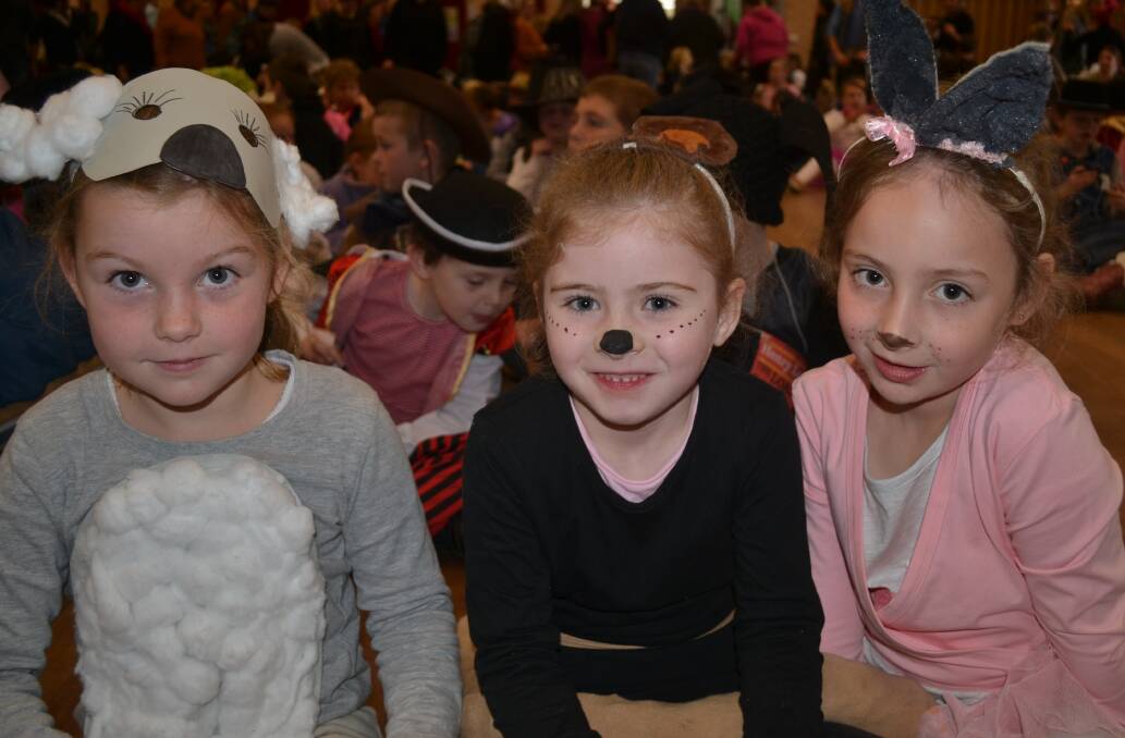 GREAT COSTUMES: Sophia Jones, Eva Howe and Marli Pears dressed up for the Book Week parade at Assumption.