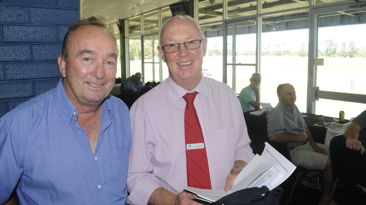 CATCHING UP: Russell MacPherson with Deputy Mayor, Graeme Hanger at the races 021317cturf4